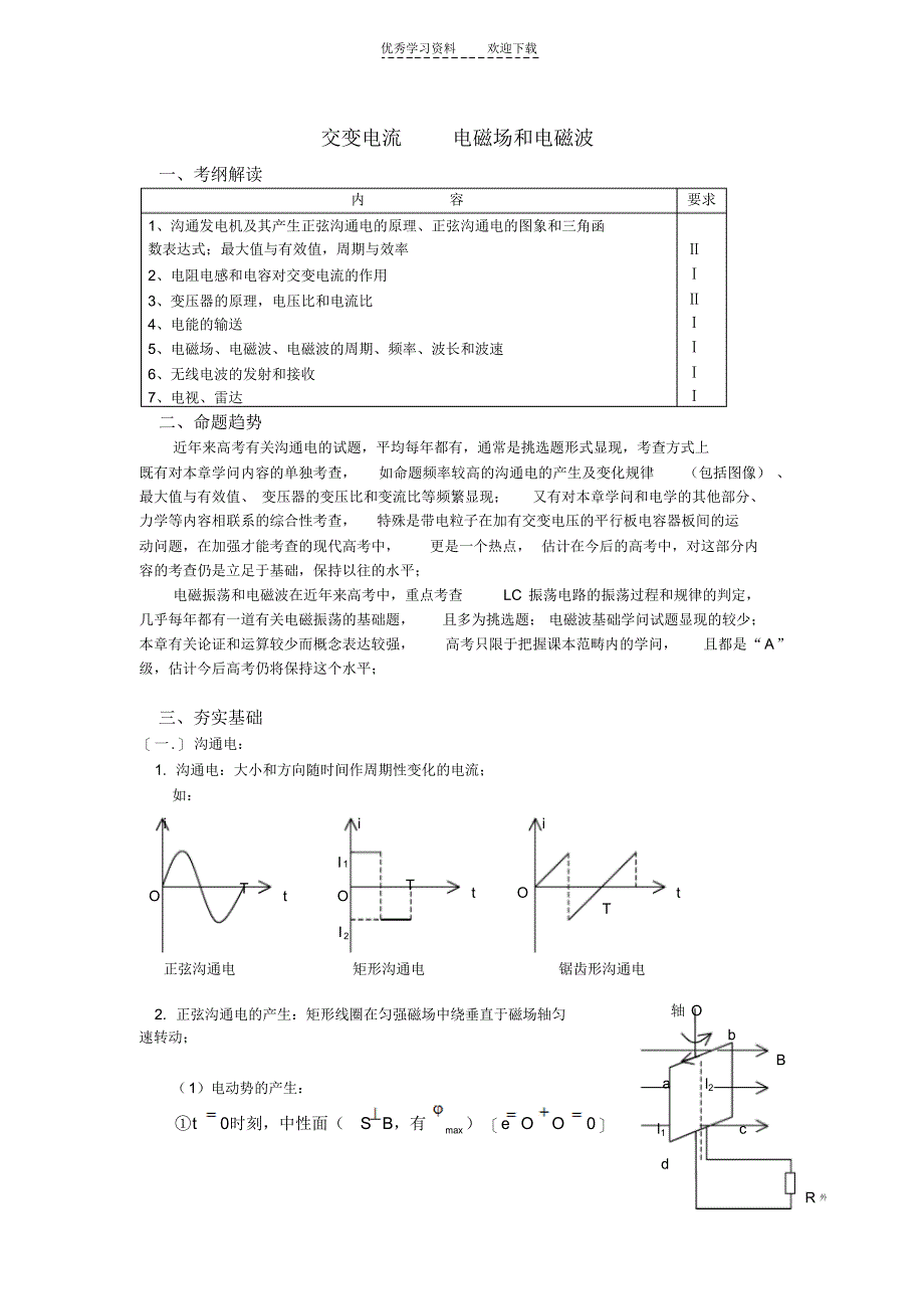 2021年高三交流电电磁场电磁波_第1页
