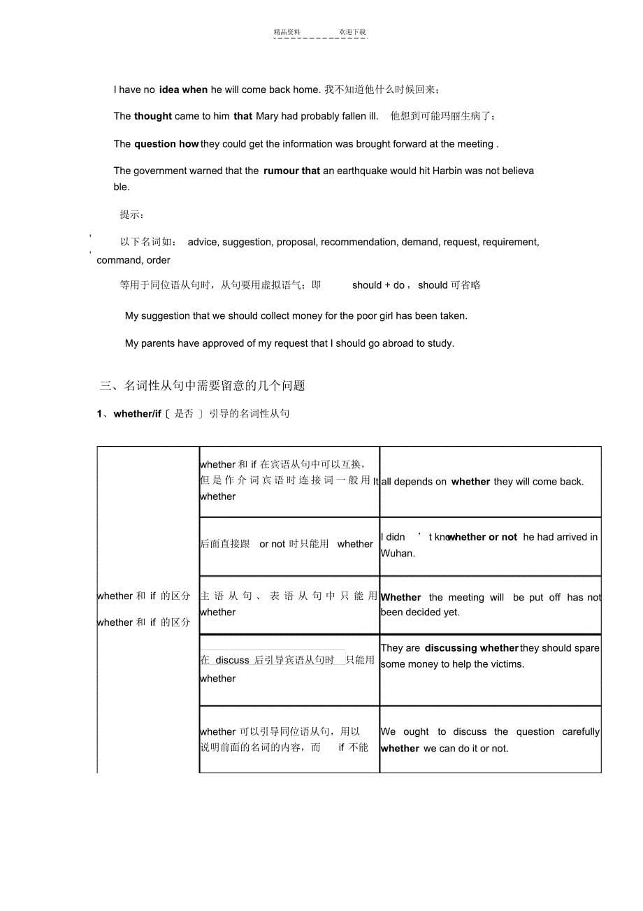 2021年名词性从句讲义及综合练习_第5页