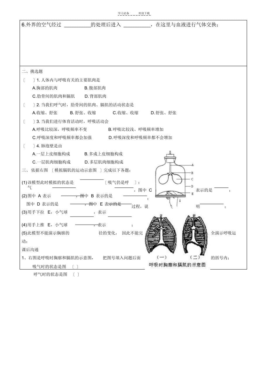 2021年第三章人体的呼吸第一节呼吸道对空气的处理导学案_第5页