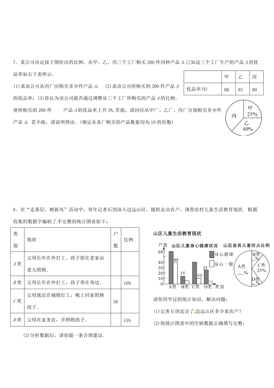 九年级数学 考点跟踪训练统计的应用(无答案) 新人教版 试题_第2页