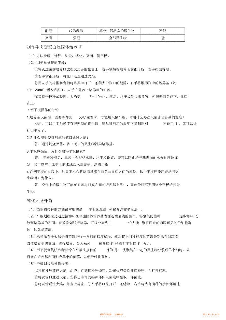 【总结】高中生物选修一生物技术实践知识点总结,推荐文档_第5页