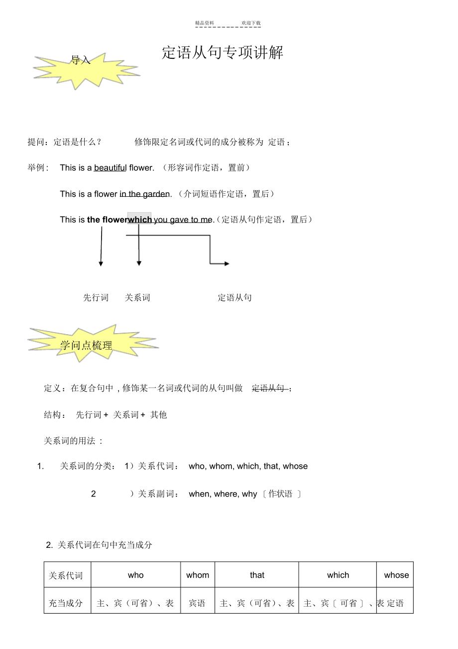 2021年定语从句专项讲解_第1页