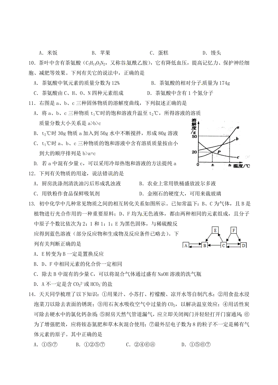 九年级化学调研试题9(无答案) 新人教版 试题_第2页