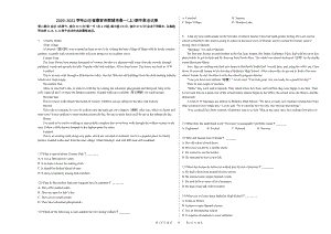 2020-2021学年山东省泰安市肥城市高一（上）期中英语试卷