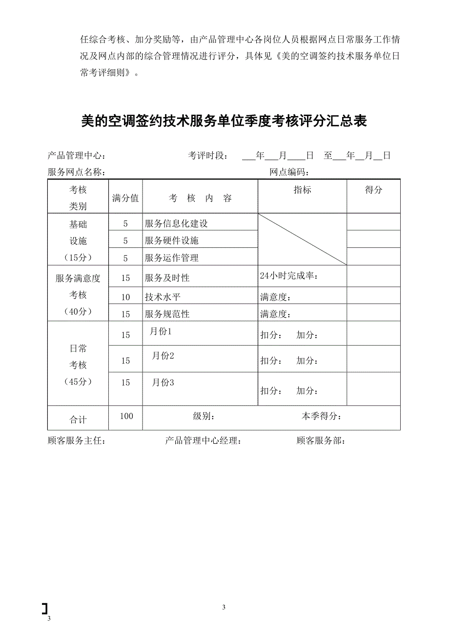 美的公司签约技术服务单位季度考核评分标准_第3页