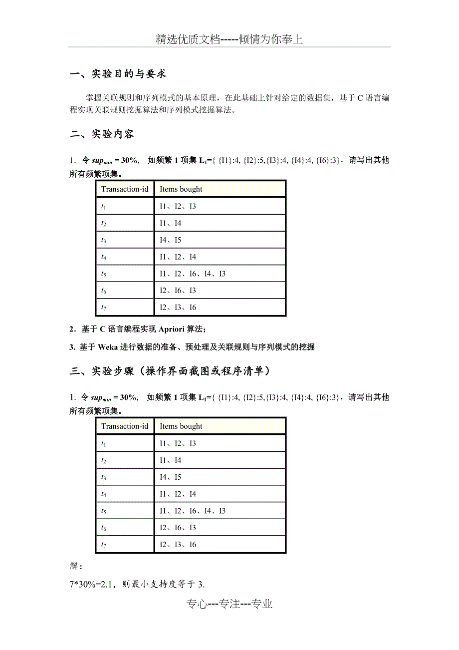 关联规则和序列模式实验(共12页)_第1页