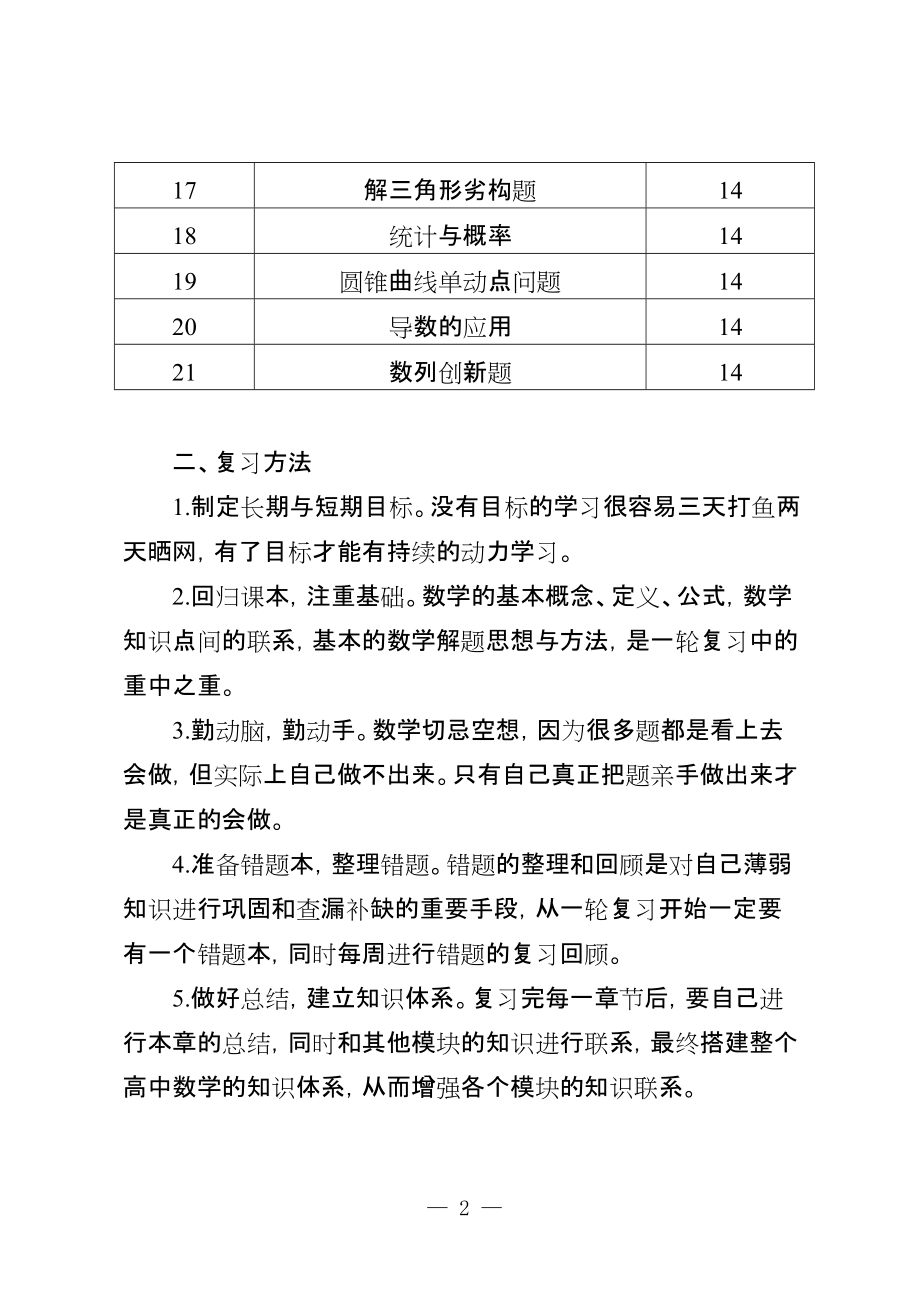 北京高三数学考点分布及复习方法_第2页