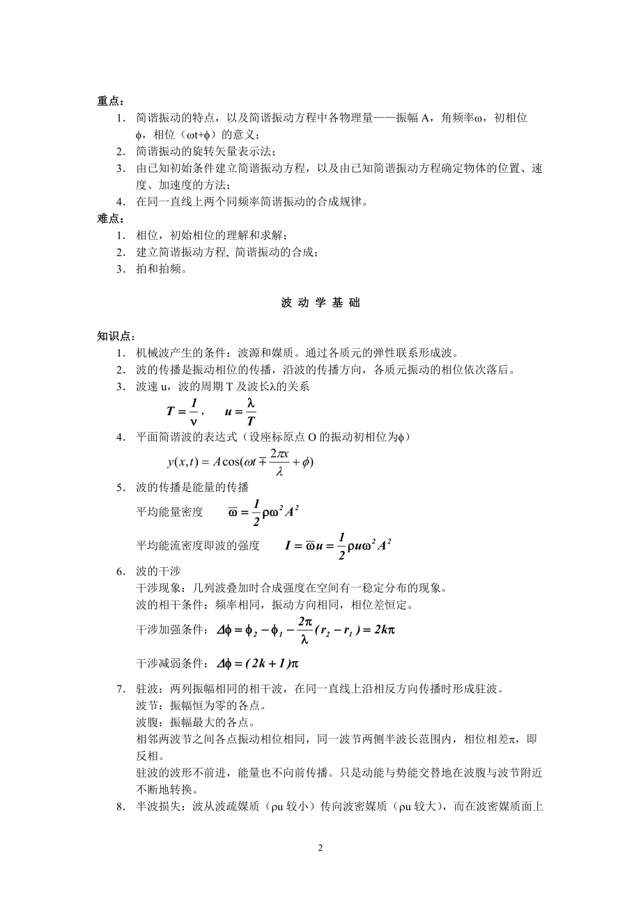 大学物理（下）知识点、重点及难点_第2页