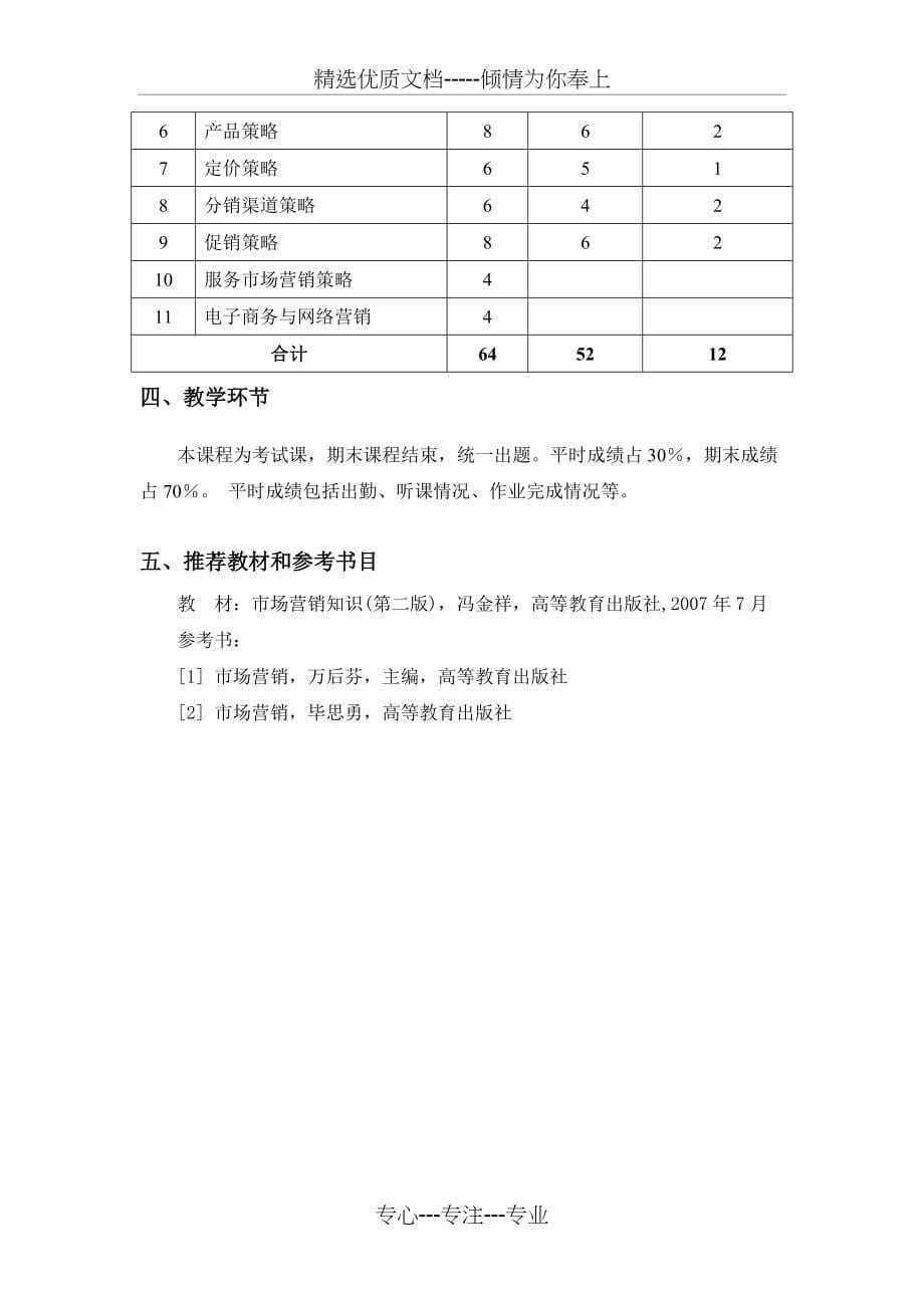 市场营销基础教学大纲(共5页)_第5页