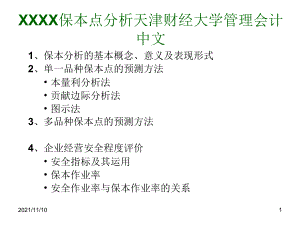 XXXX保本点分析天津财经大学管理会计中文