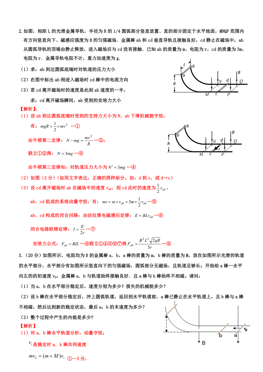 电磁感应中的动量守恒经典题[共7页]_第2页