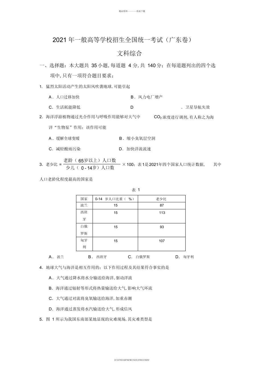 2012高考地理试卷_第1页