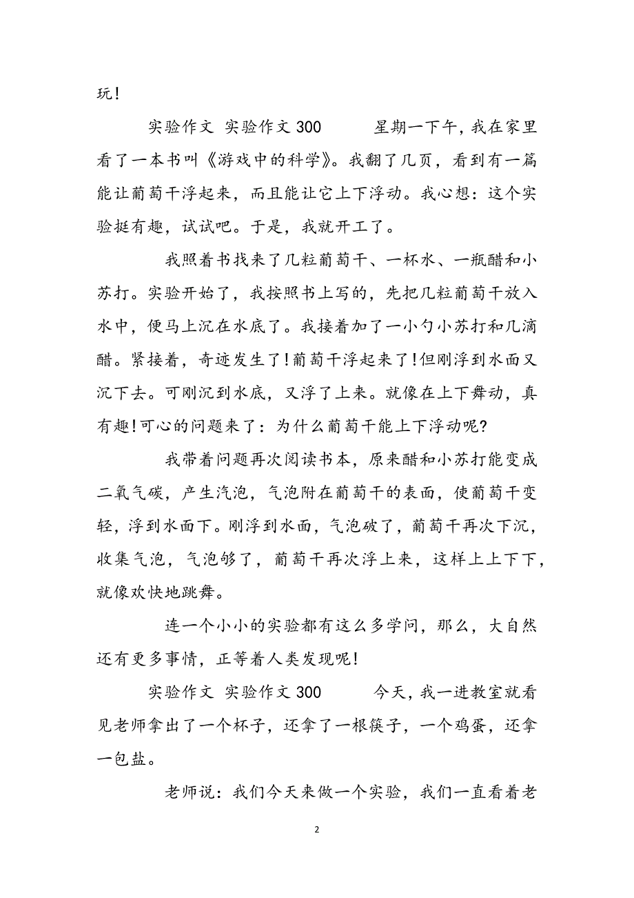 有趣的实验作文600字_实验作文 实验作文300范文_第2页