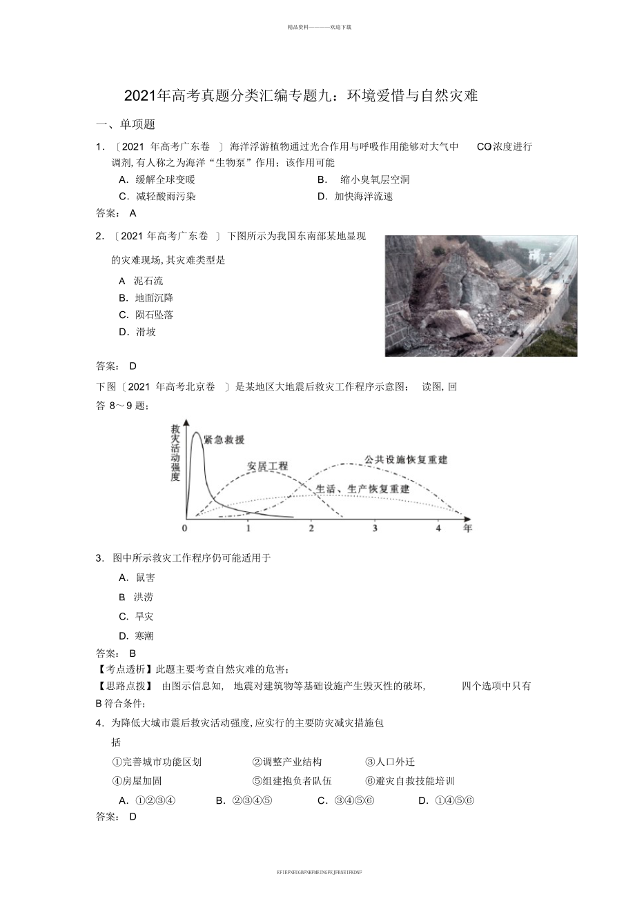 2012年高考真题分类汇编专题九环境保护和自然灾害防治_第1页