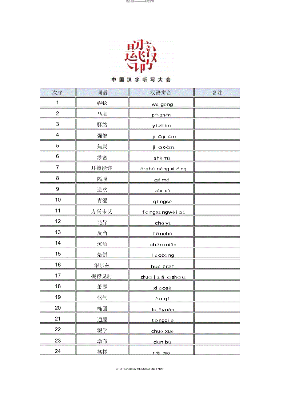 2013年中国汉字听写大会汇总词语1-13期全_第4页