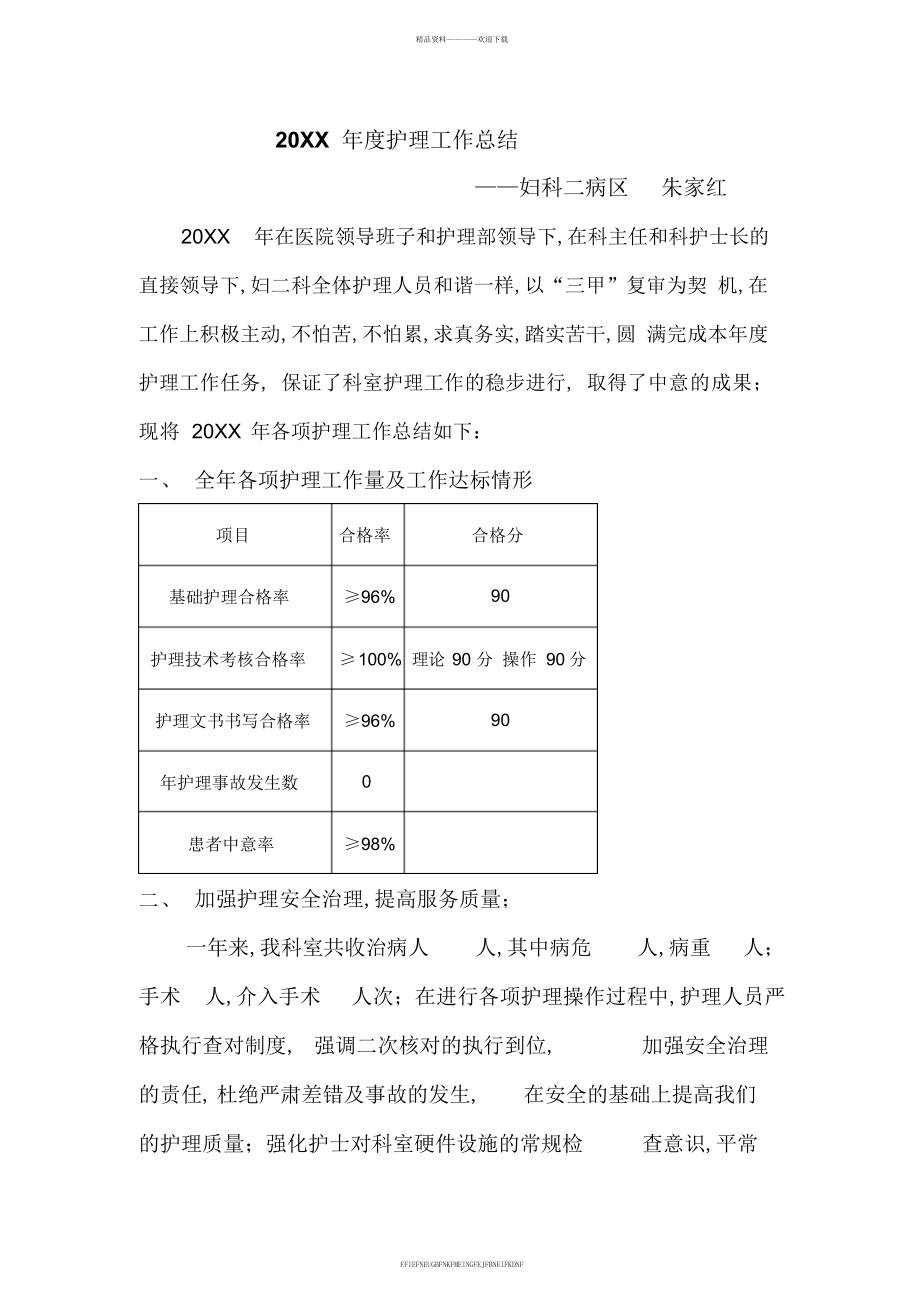 2012妇科护理工作总结_第1页