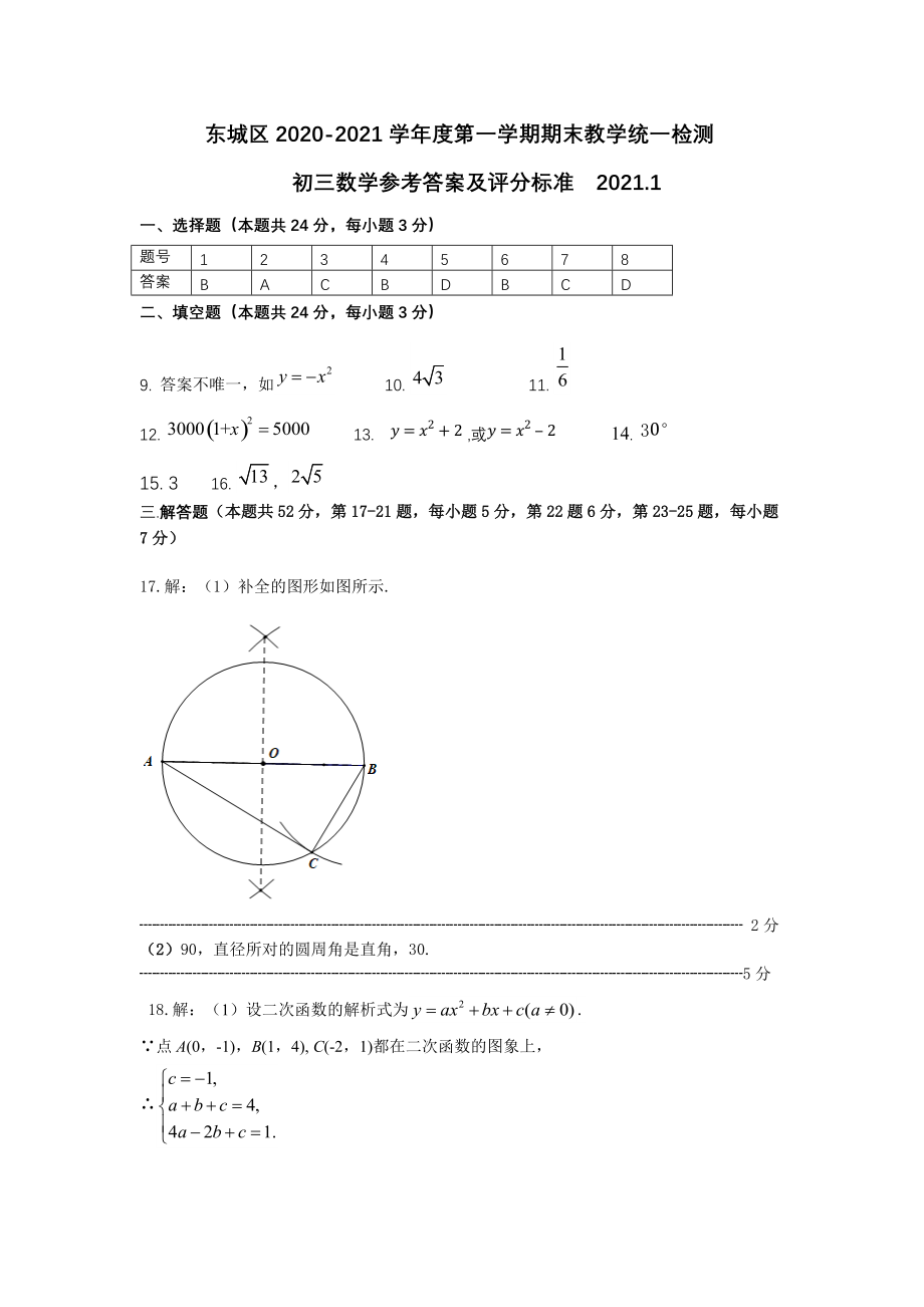 3.东城初三数学2021.1期末答案_第1页