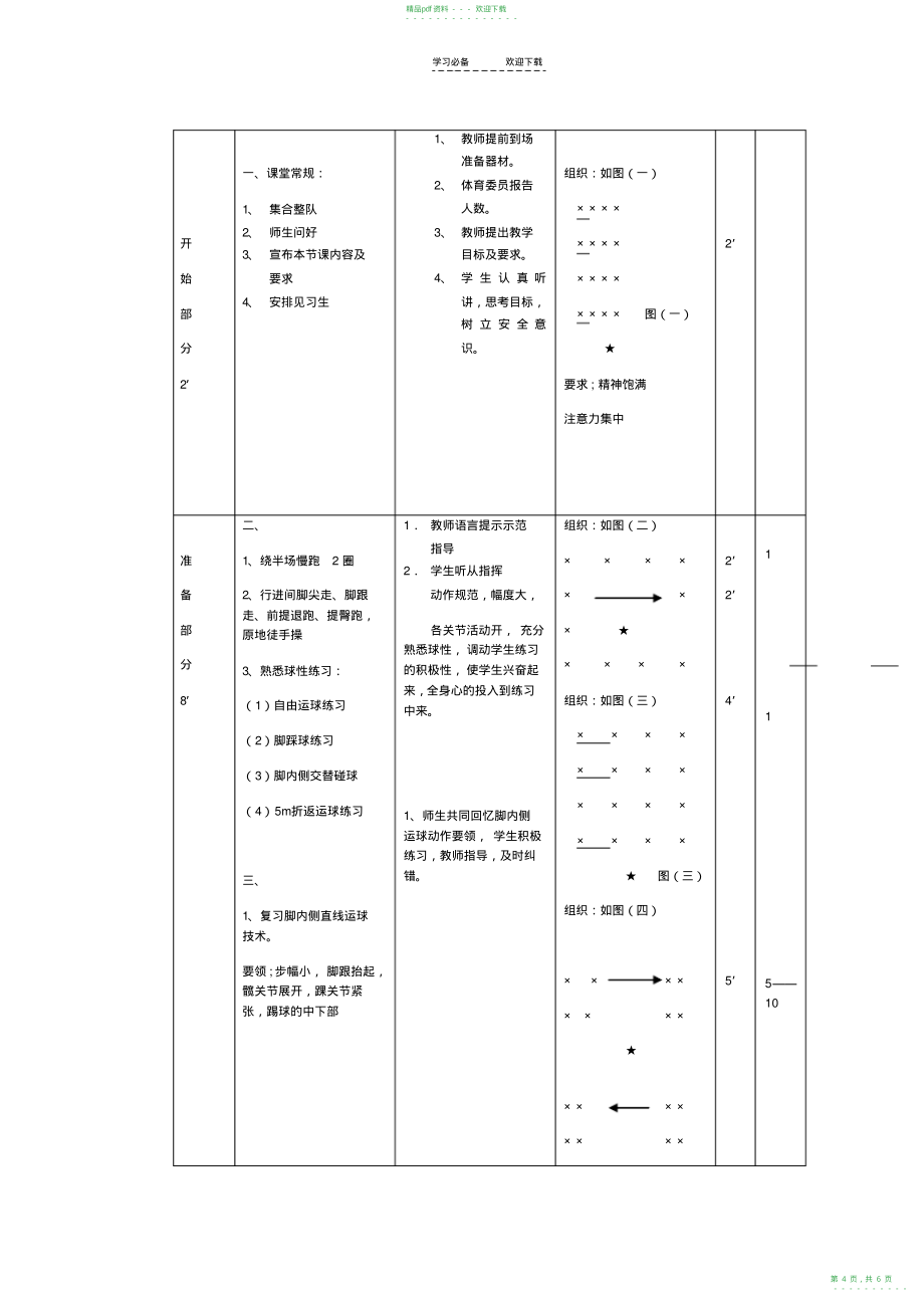 2022年人教版八年级体育足球课教学设计_第4页