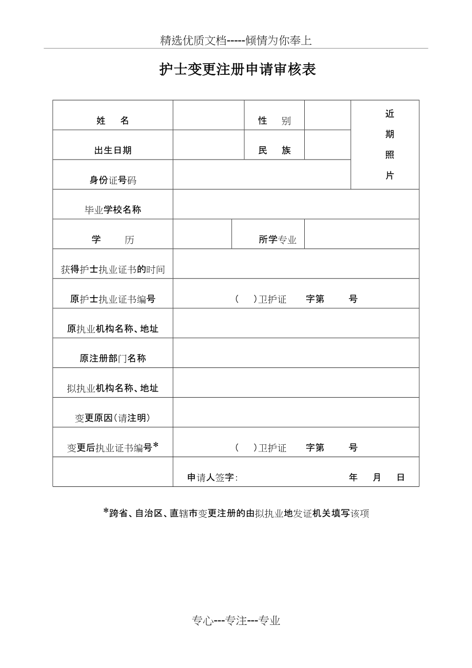 护士变更注册申请审核表(共4页)_第1页