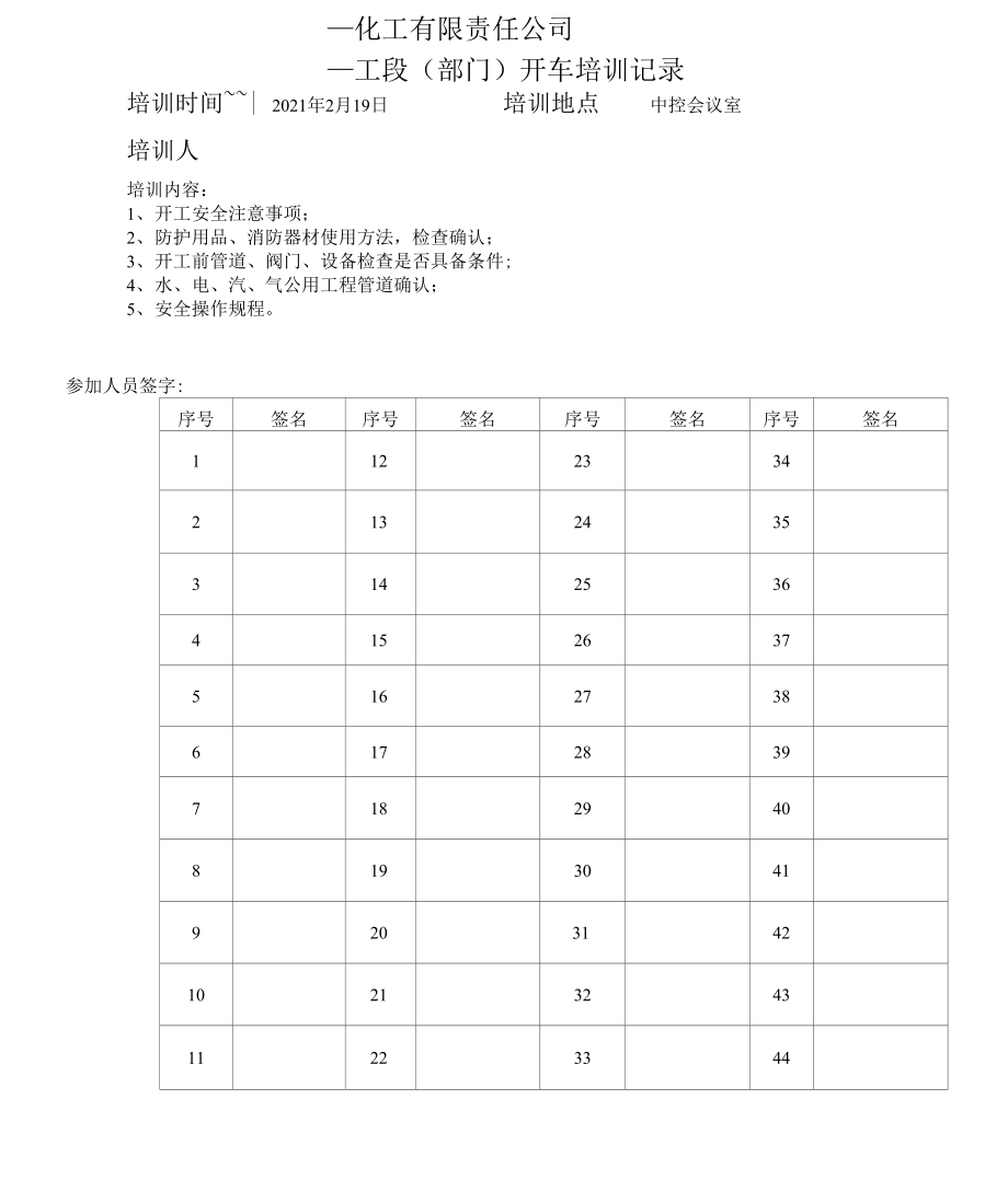 装置开车安全条件确认表、培训_第2页