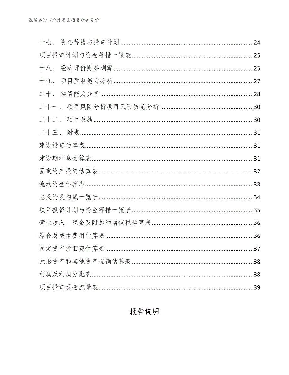 户外用品项目财务分析（范文参考）_第2页