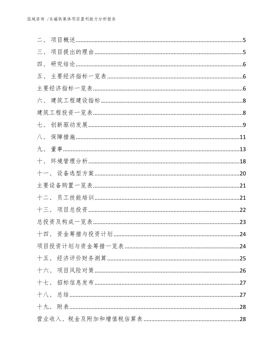 永磁铁氧体项目盈利能力分析报告（模板）_第2页