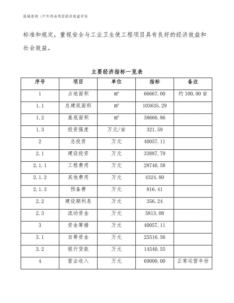 户外用品项目经济效益评估（模板）_第5页