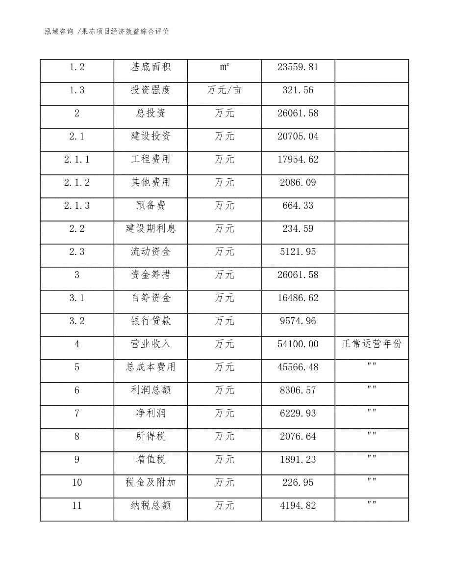 果冻项目经济效益综合评价（模板范文）_第5页