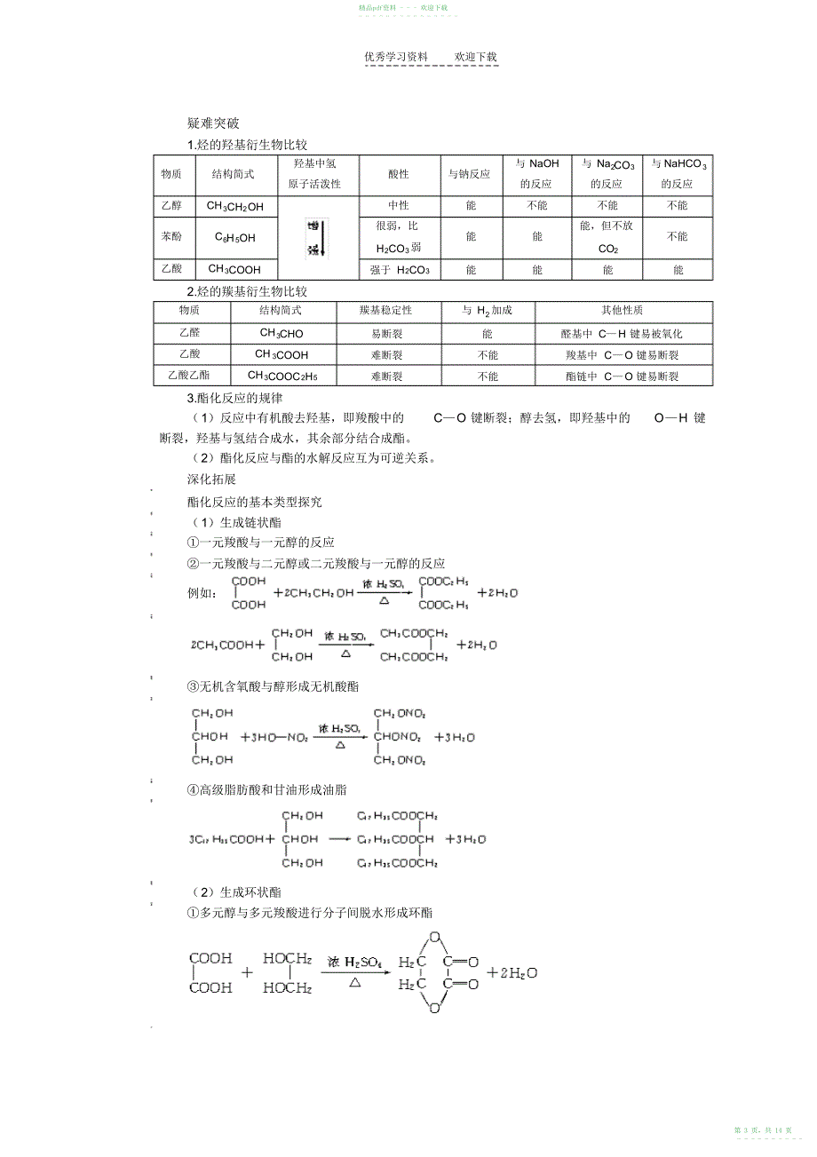 2022年高考第一轮复习化学醛羧酸和酯_第3页