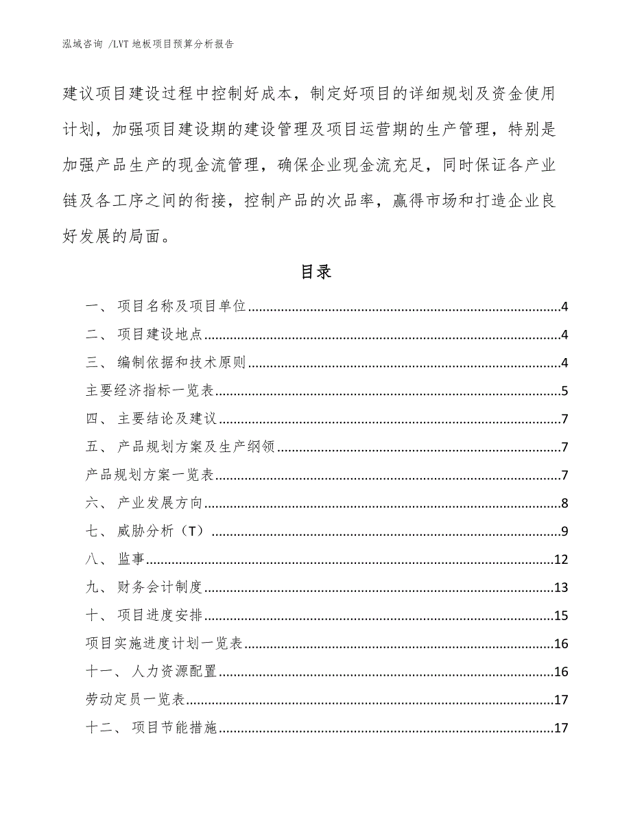 LVT地板项目预算分析报告（范文参考）_第2页