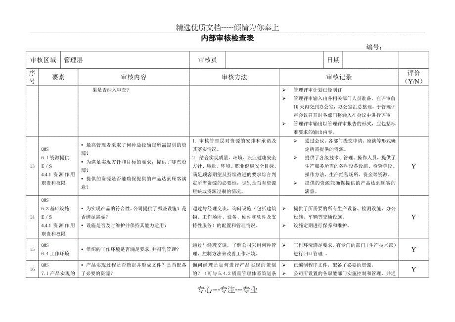 三体系审核检查表(共31页)_第5页