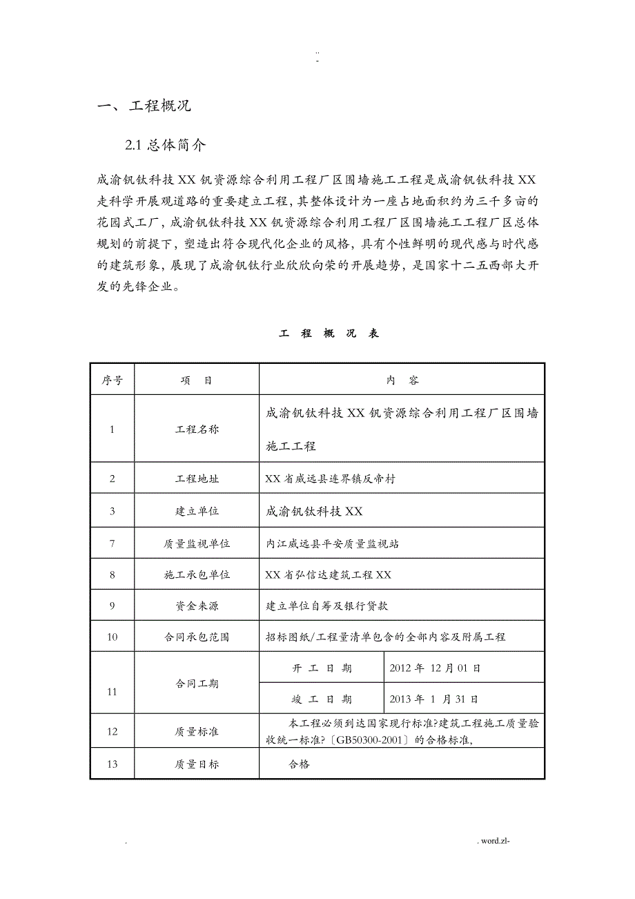 砖砌围墙级场地道路硬化施工组织方案及对策_第1页