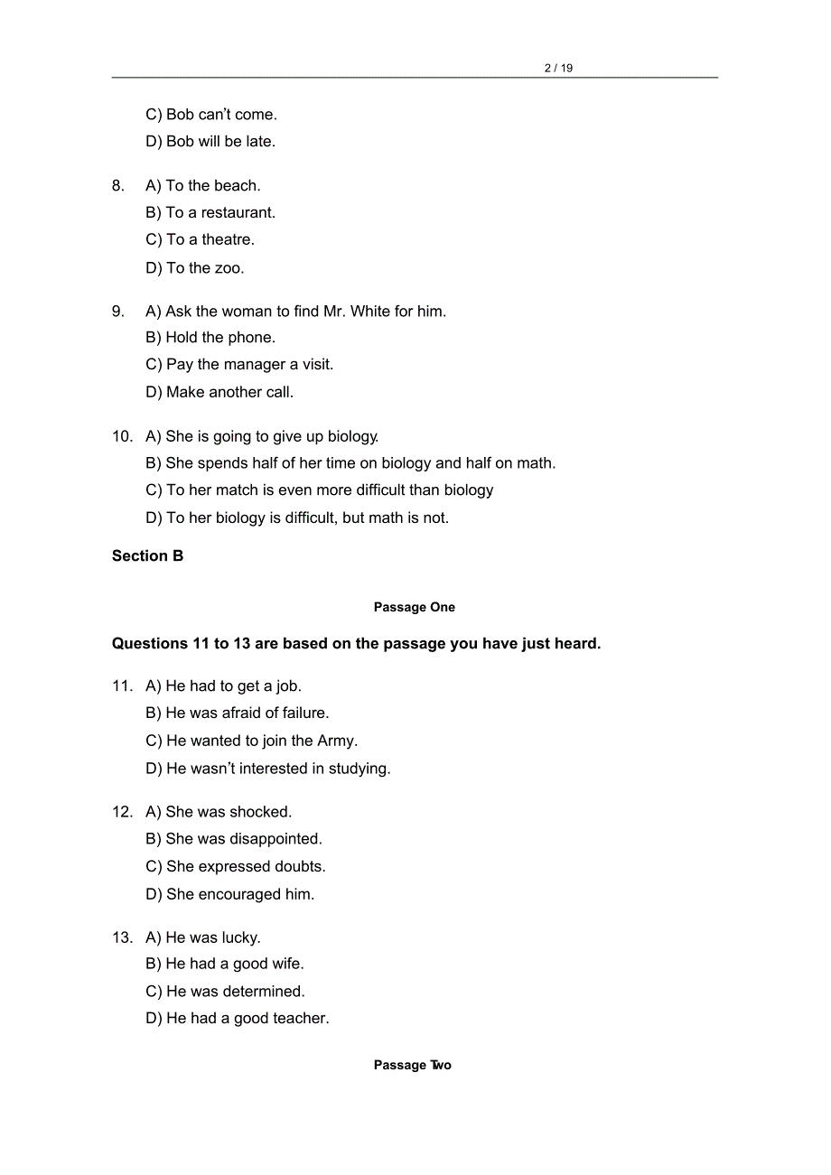 1994年6月大学英语四级(CET-4)真题试卷及参考答案_第2页