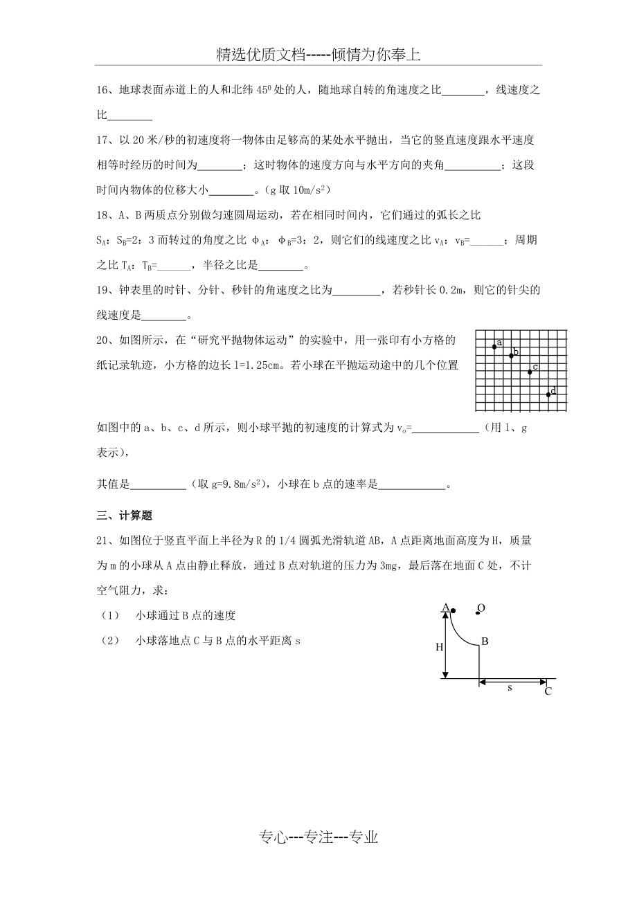 《平抛、圆周运动》综合练习(共5页)_第3页