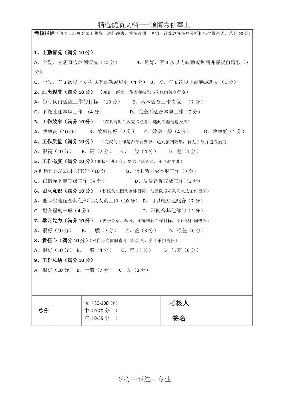 试用期考核管理制度+考核表(共7页)_第5页