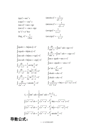高等数学常用积分公式查询表(经典实用)