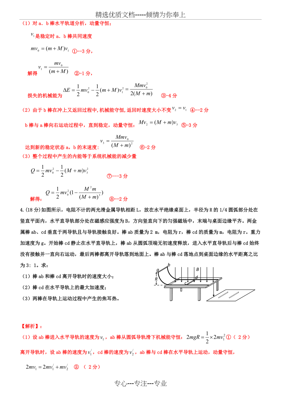 电磁感应中的动量守恒经典题(共7页)_第3页