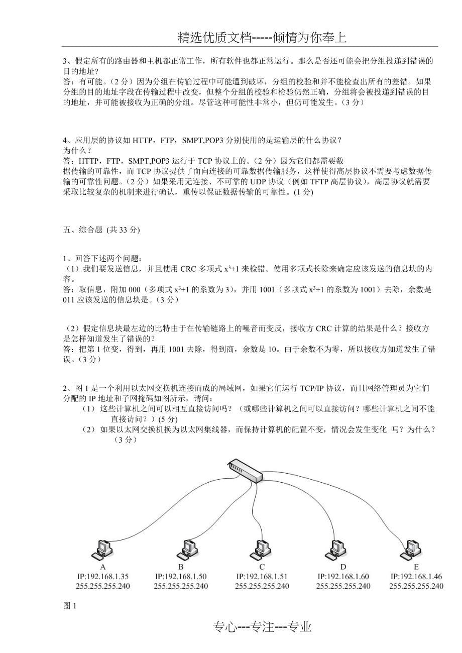 计算机网络期末试题及答案(共7页)_第5页