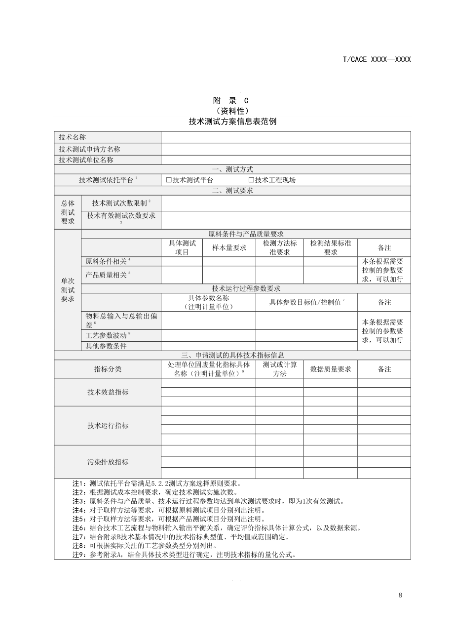 工业固体废物资源化技术测试指标、被测技术基本情况表、测试方案信息表范例_第4页