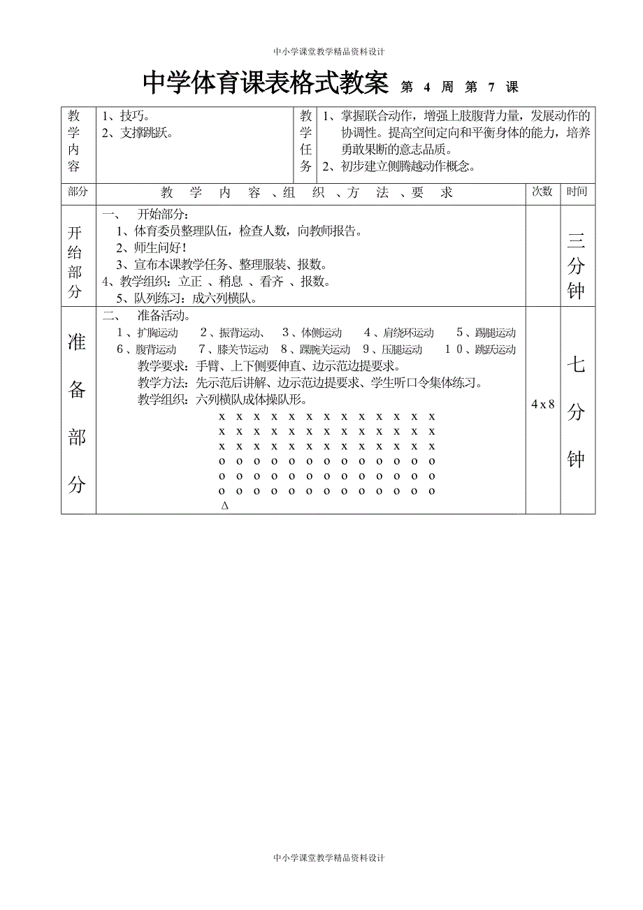 高三 体育教学技巧跳跃第1—6课表格式教案_第1页