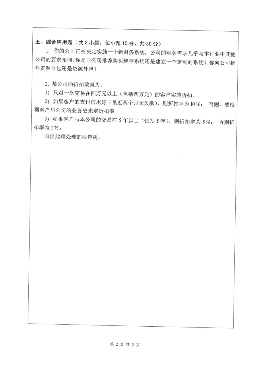 湘潭大学攻读硕士学位研究生入学考试试题820管理信息系统_第2页