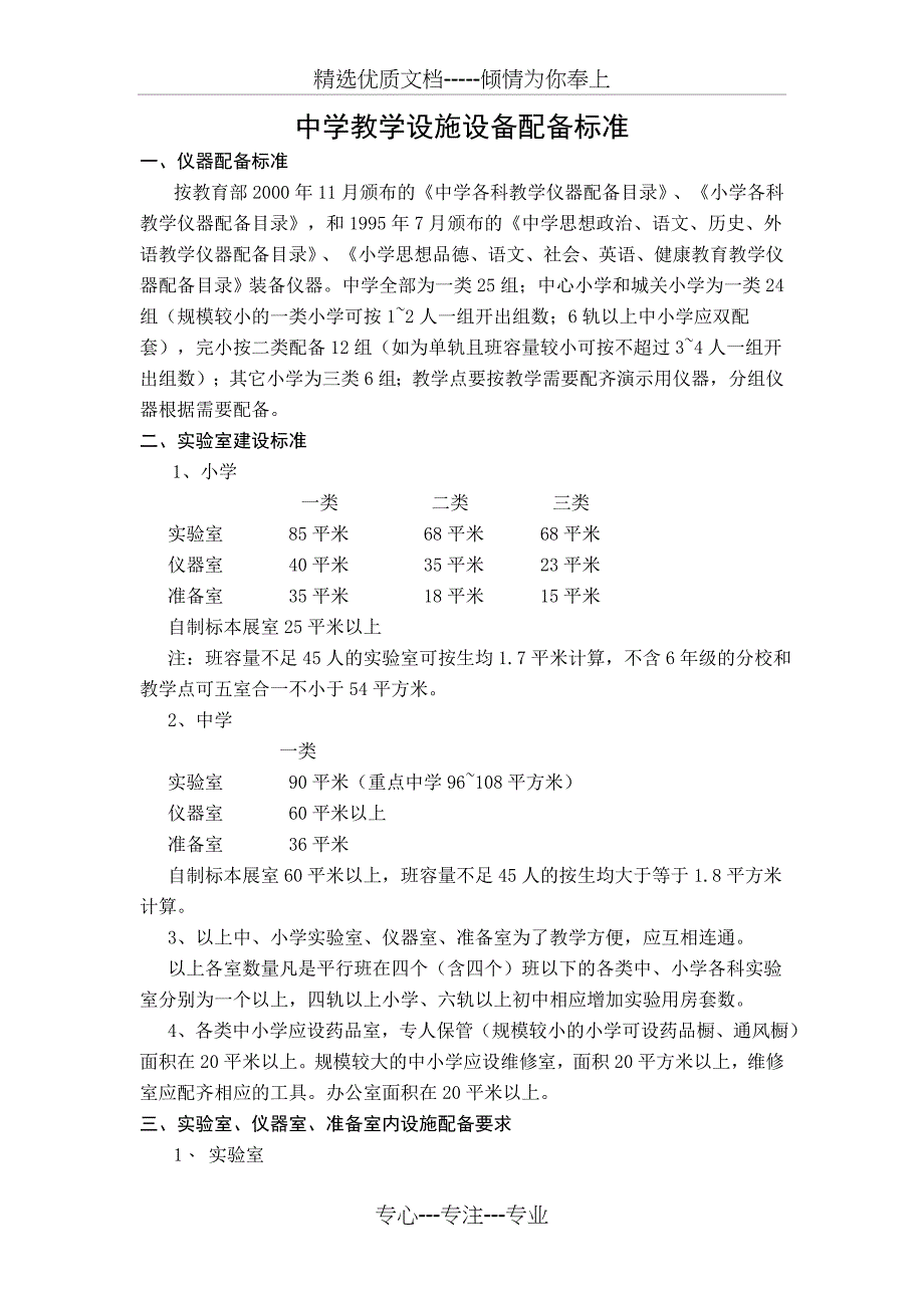 中学教学设施设备配备标准(共17页)_第1页