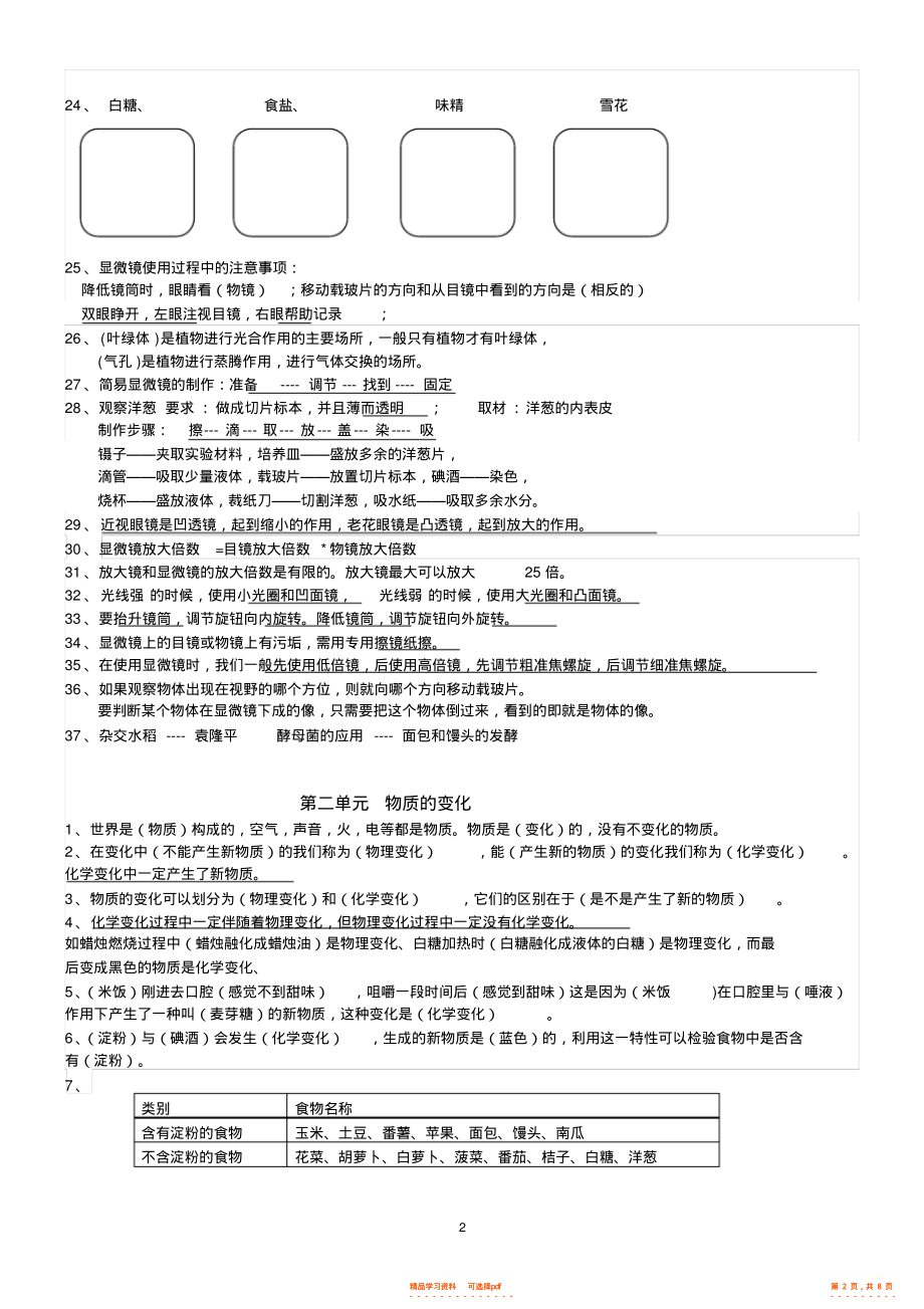 【知识】教科版六年级科学下册知识点_第2页