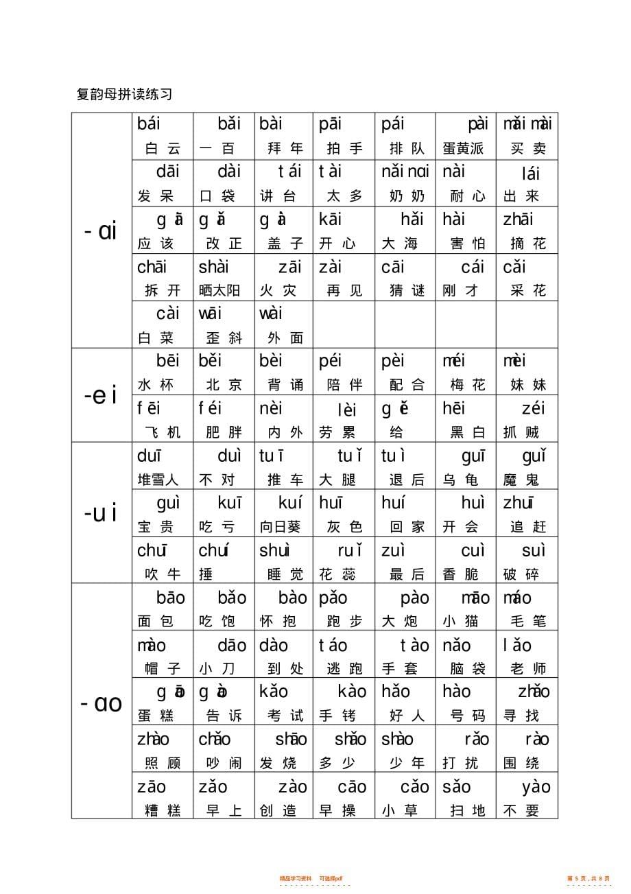 一年级上册拼音拼读联系_第5页