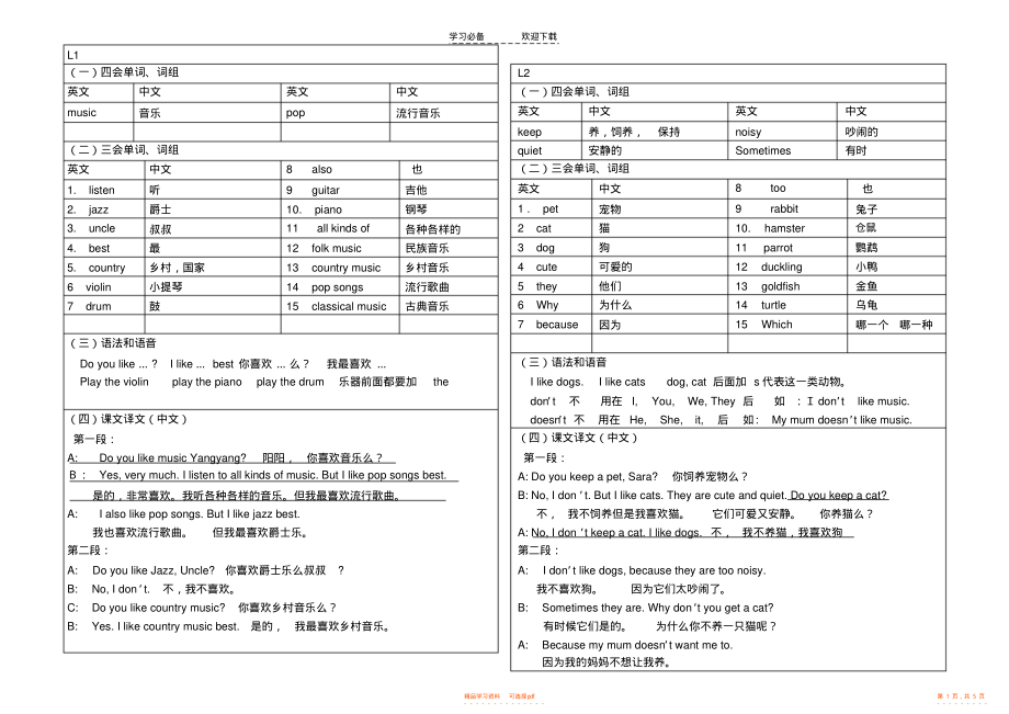 【知识】英语知识点四年级_第1页