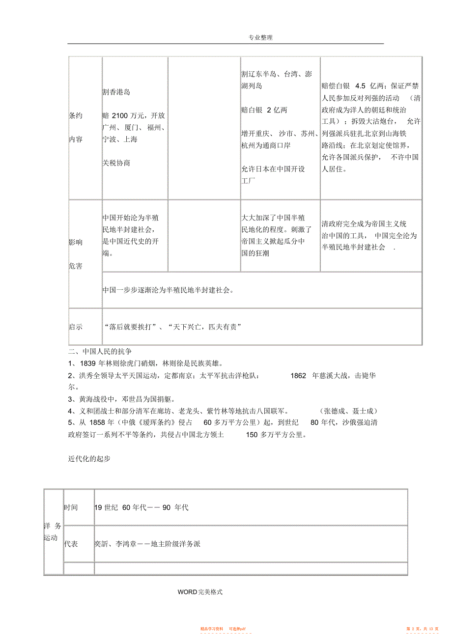 【知识】部编新人版八年级历史上册全册知识点复习提纲_第2页