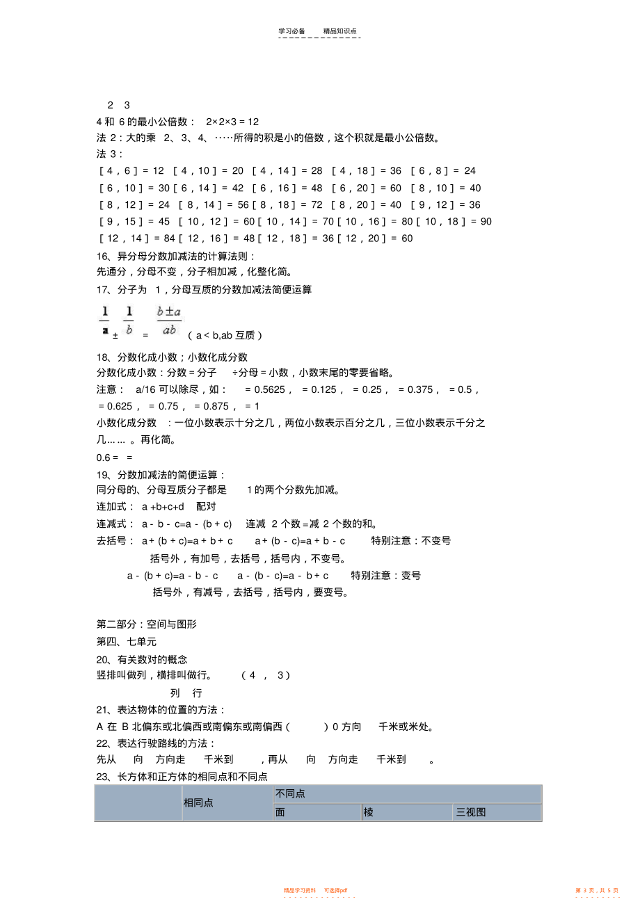 【知识】青岛版五年级下册数学知识点_第3页