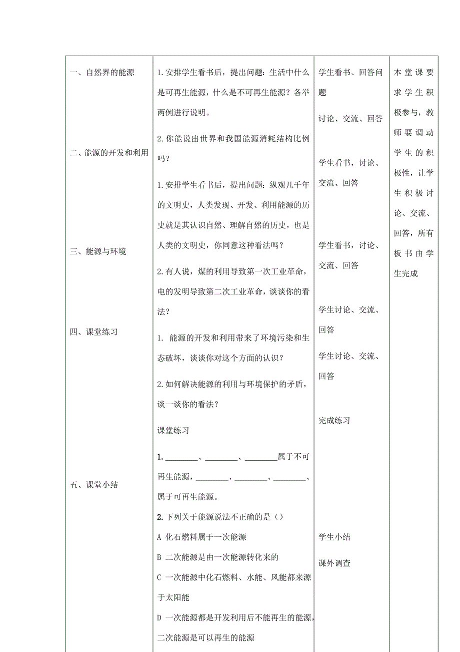 九年级物理 第二节 能源与社会教案 沪科版_第3页