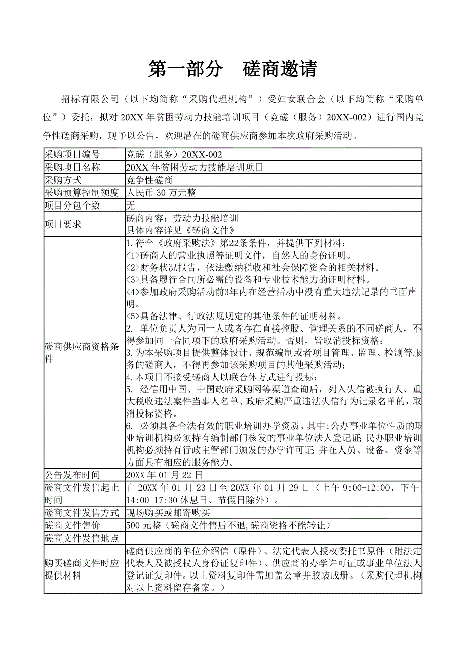 劳动力技能培训项目磋商文件_第4页