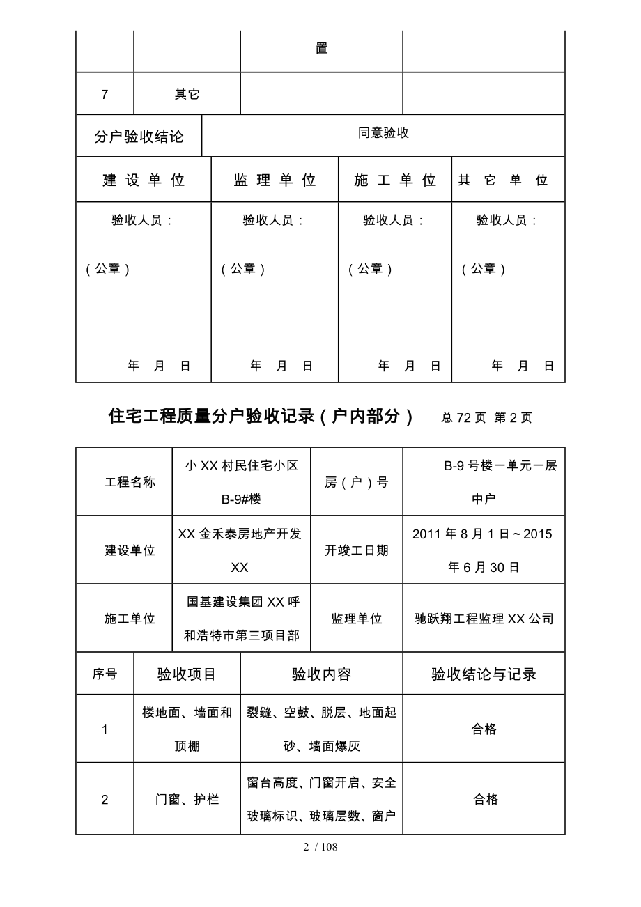 住宅工程质量分户验收记录文本_第2页